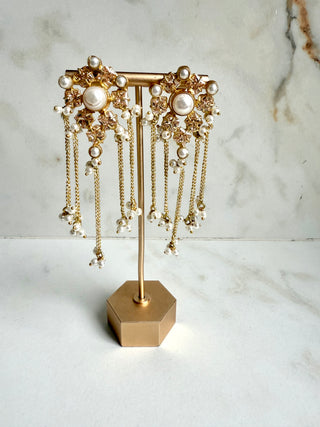 Lavanya Champagne Crystal Tassel Earrings