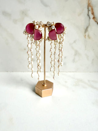 Pink Pearl Cascade Earrings