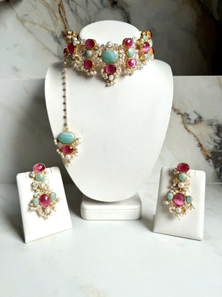 Gul-e-Rang Amazonite Pearl Set