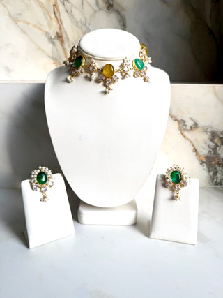 Zahra Jade & Honey Onyx Choker Set