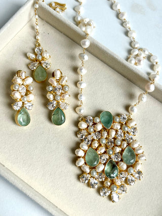 Tara Sea Green Mala Set