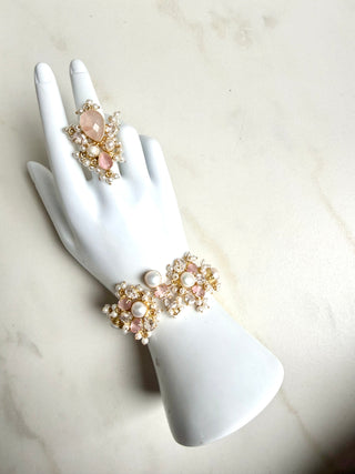 Pear & Rose Quartz Bracelet & Ring Set