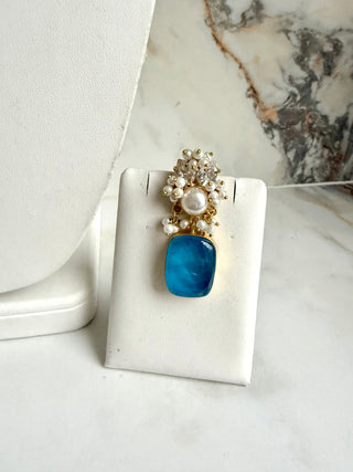 Turquoise Pearl Royale Choker Set with Maang Tikka