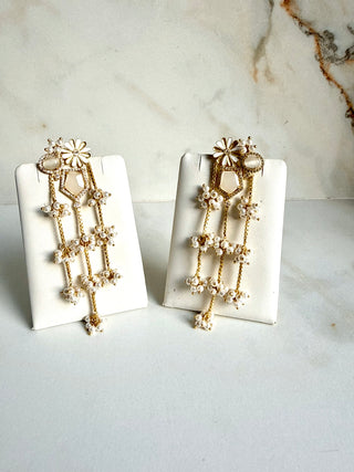 Gulmohar Pearl Cascade Earrings