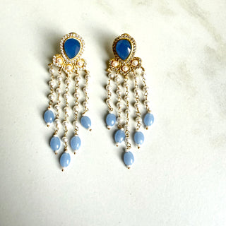 Blue  Pearl Rain Earrings