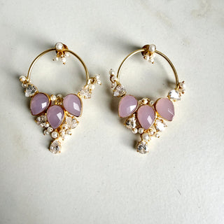 Zaria Lilac & Pearl Chand Hoops