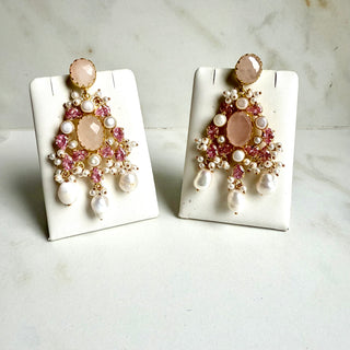 Blush Rose Quartz and Pink Sapphire Chandeliers