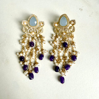 Adaa Blue Pearl Earrings