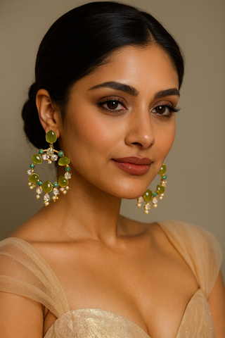 Green & Turquoise Statement Hoop Earrings