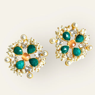 Green Large Statement Studs