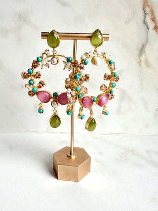 Hallie Pink Crystal Earrings