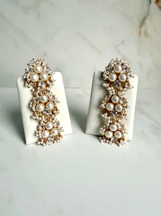 Mother of Pearl & Crystal Cascade Earrings