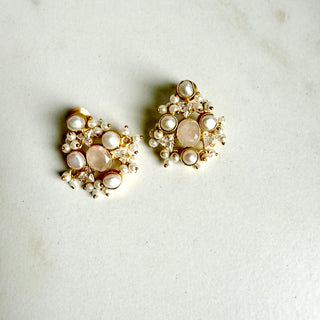 Quartz & Pearl Studs