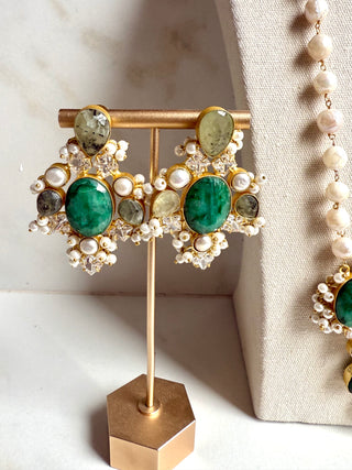 Luxury Emerald Symphony Pearl Set Mala Set