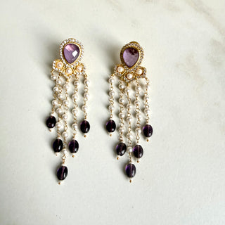 Purple Pearl Rain Earrings