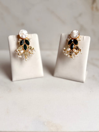 Pearl Emerald Drop Earrings