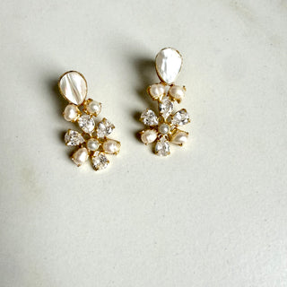 White Pearl Crystal Earrings