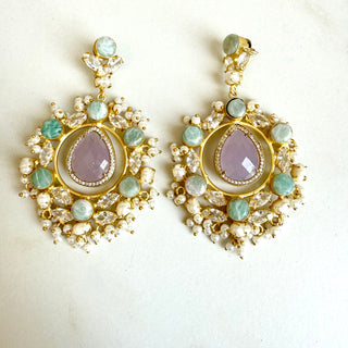 Amzonite & Lilac Hoop Earrings