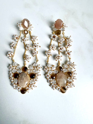 Mocha Moonstone Statement Earrings