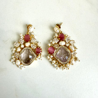Anjali Pink Cluster Earrings