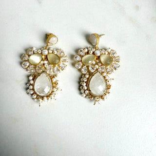 Saanjh White Statement Earrings