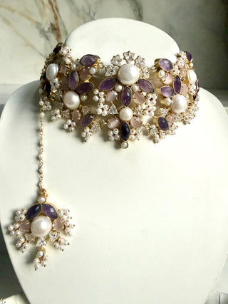 Gul-e-Lilac Pearl Choker Set