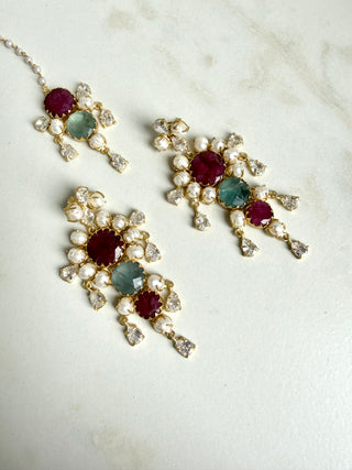 Rani Rosé Ruby Green Floral Tika Set