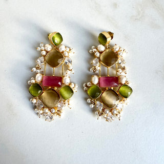 Mehfil Green Statement Earrings