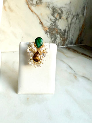 Emerald & Tiger-Tone Pearl Choker Set