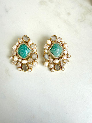 Azure Amzonite Heirloom Statement Studs