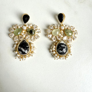 Saanjh Prehnite Statement Earrings