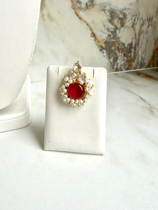 Zariya Ruby Pearl Choker Set