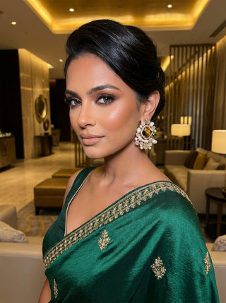 Tiger's Eye & Pearl Cluster Statement Earrings