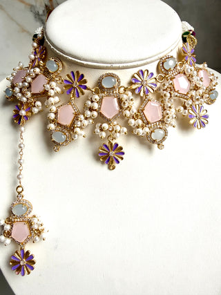 Gulnaar Soft Pink Choker Set