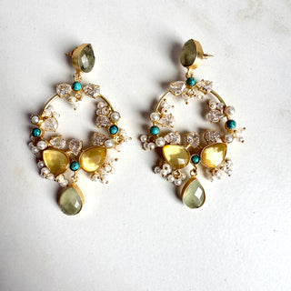 Hallie Lemon Crystal Chandbali Earrings