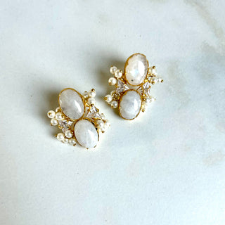 Chloe White 2 Drop Earrings