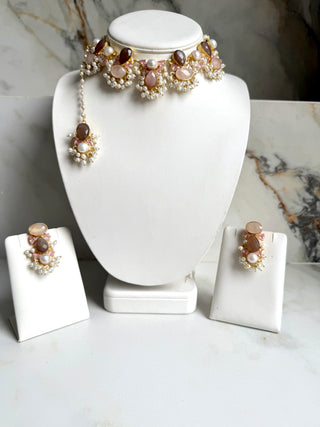 Blush Harmony Quartz & Moonstone  Choker Set