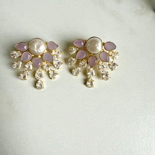 Royal Petal Lilac Pearl Drop Earrings
