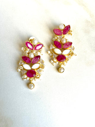 Falak Ruby & Pearl Earrings