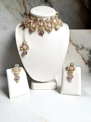 Gulnaar Soft Pink Choker Set