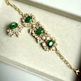 Celeste Bloom Emerald Statement Bracelet & Ring Set