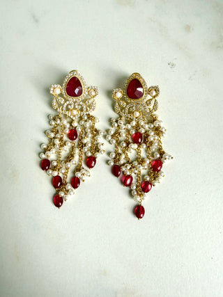 Adaa Ruby Pearl Earrings