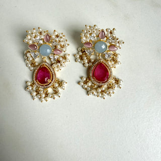 Hot Pink Crystal Earrings
