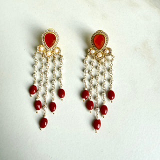 Orange Pearl Rain Earrings