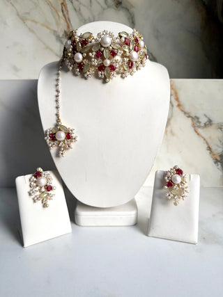 Gul-e-Ruby Pearl Choker Set