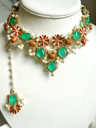 Gulnaar Emerald Garden Choker Set