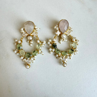 Prehnite & Quartz Earrings