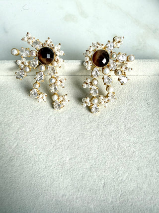 Brown Star Crystal Earrings