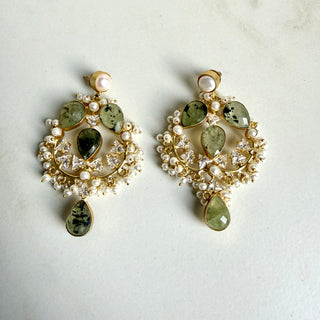 Royal Rani Prehnite  Pearl Chandeliers