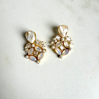 Lara White Pearl & Selenite Earrings